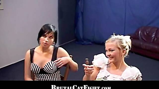 Screams of pleasure in catfight mixed with hardcore sex