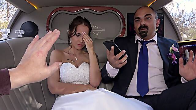 Latina bride fucks with her father-in-law in the back of the limo