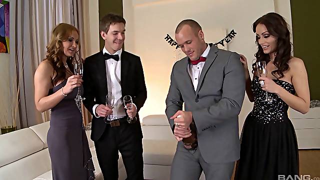 Abbie Cat and Sophie Lynx enjoy getting double penetrated during sex