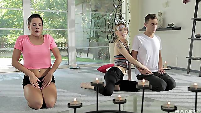 FFM threesome with handsome chicks Eveline Dellai and Belle Claire