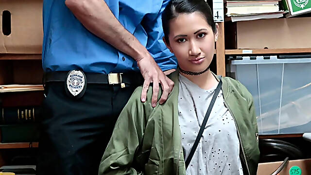 Known crook Jade Noir taken to the back room for a strip search