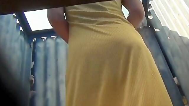 The ultimate voyeur compilation. girls naked in a beach cabin.