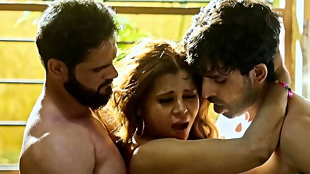 MILF and babe jump on dude and suck him HD