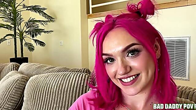 An awesome dick-riding session with a pink-haired hottie Gracie Gates