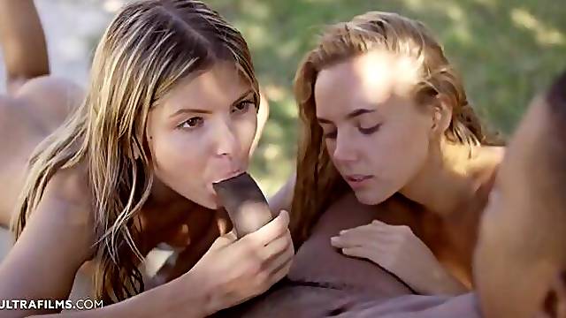 Clover and Gina Gerson are getting fucked in the garden