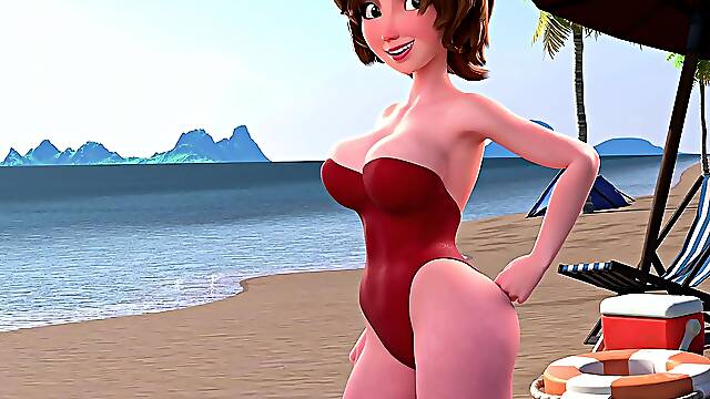 Hot Stepmom Aunt Cass Gets Her Pussy Stuffed in Beach POV