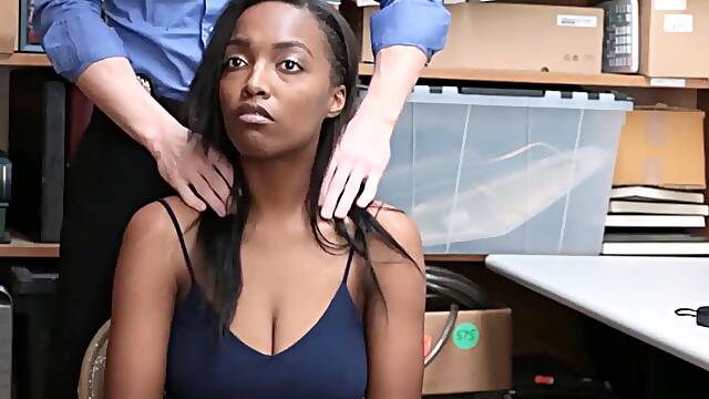 Ebony teen shoplifter Big Tits and Ass Fucked by milky security officer