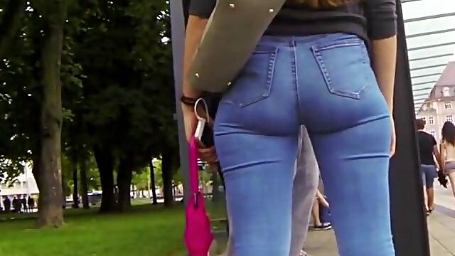 Pinhole jeans butt candid
