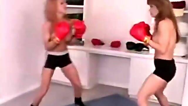 Topless female boxing