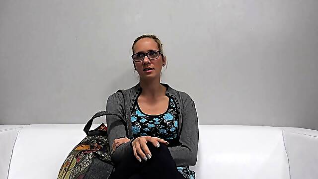 Blonde cumshot amateur MILF POV jerking in the kitchen