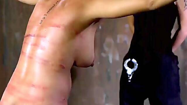 Big ass &amp;amp; tits girl wipped in front of crowd