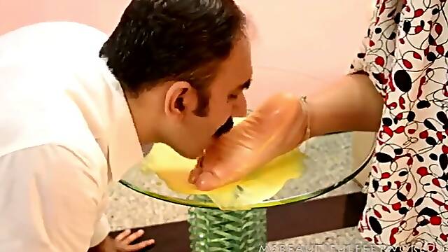 Icream licking of indian feet