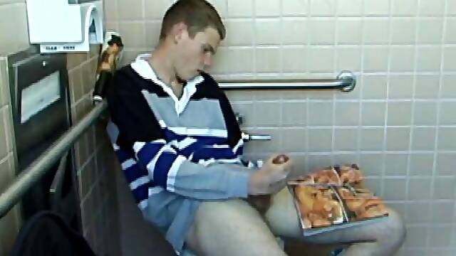 Christian Strokes Cock In Toilet