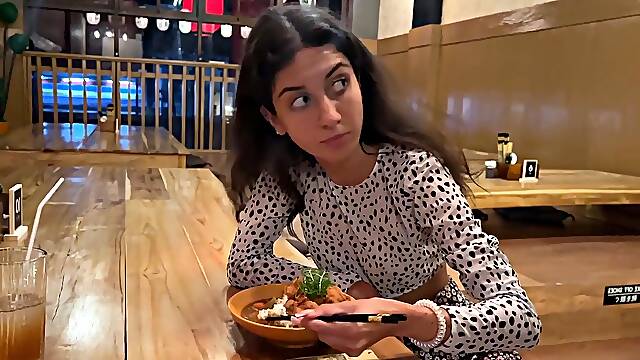 Hentai Girl Katty West Coated in Thick Cumshot During Wild Public Sushi Bar Romp: She Devours Cum