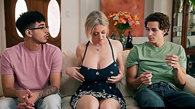 Dee Williams Stepmom Drains Teen Stepsons Balls in Hardcore Threesome with Blowjobs and Inten