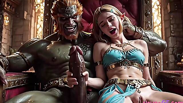 Blonde elf queen Zelda takes anal sex & messy creampie in royal suite (AI Generated)