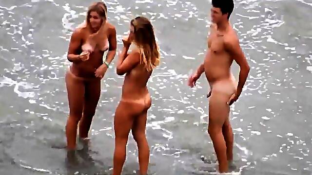 Nudist beach voyeur filming two stunning amateur babes