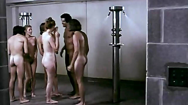 Kinky vintage couples enjoying wild group sex in the showers
