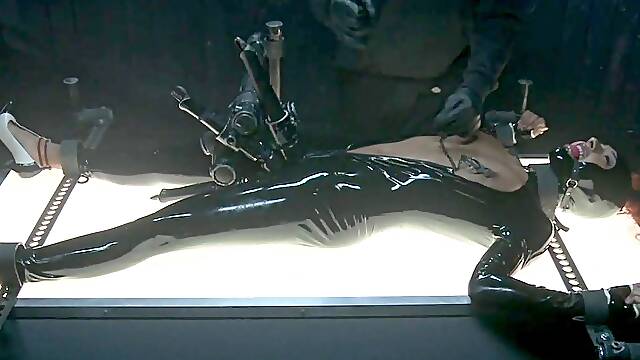 Latex slave BDSM [censored] with Hitachis