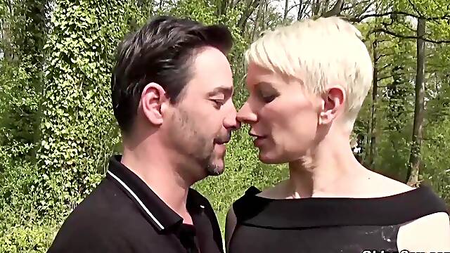 Hot French MILF Mia Wallace with a short blonde hair is picked up in a public outdoors and then face and anal fucked by a big cock Michael Cheritto