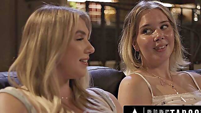 PURE TABOO Devious Bi Maisey Monroe Betrays Lesbian Crush By Rubbing Her Stepdad Under Blanket