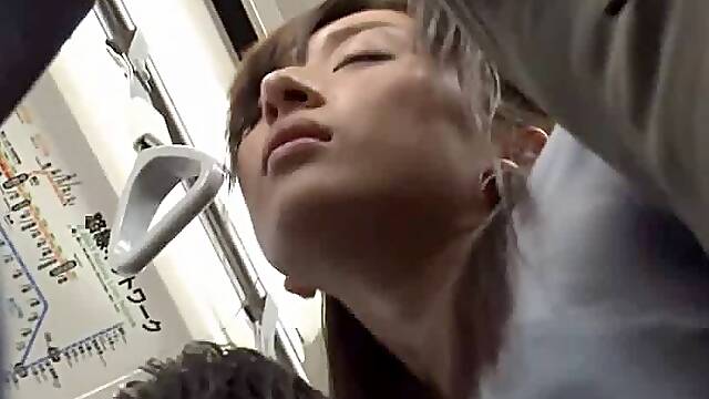 Asian panty cumshot on bus