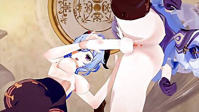 Ganyu gets fucked and creampied by Futanari Keqing (Genshin Impact)