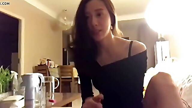 Chinese chick is giving an impressive blowjob to her married lover, to make him cum