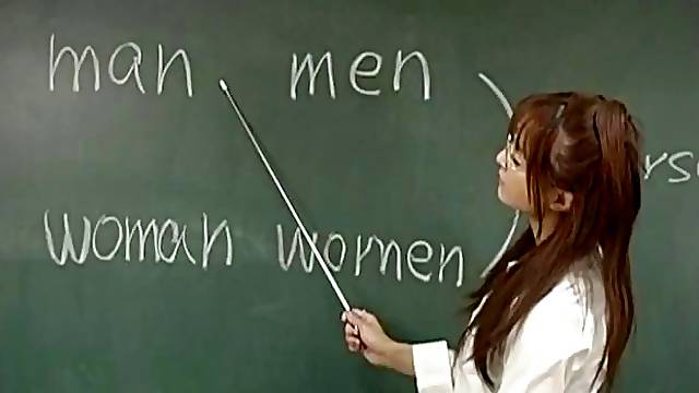 Manami Suzuki is pumped in the classroom