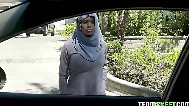 Aaliyah Hadid is wearing a head scarf while getting fucked in the ass and enjoying it