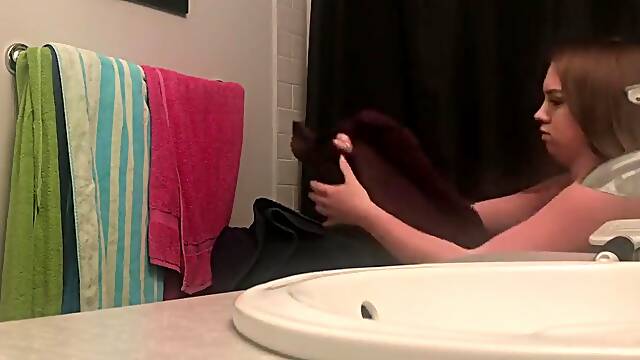 HOTTIE caught on in bathroom for shower