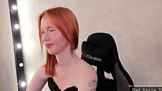 Pretty skinny small tits webcam redhead teen