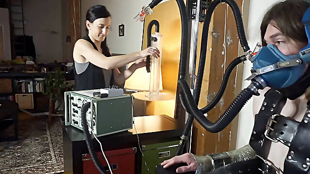 Tied up gimp is tortured by a perverted brunette mistress