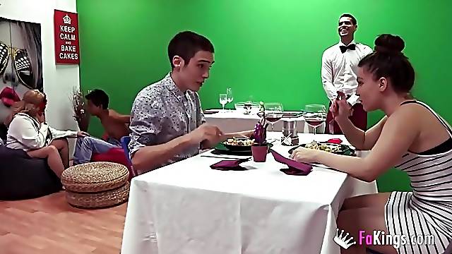 Hunged Naked Guy Wants To Cum Over Sex Chubby Legs At The Dinner Orgy