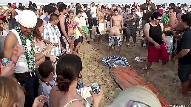 Drunk Party Girls in Sexy Bikinis at the Beach