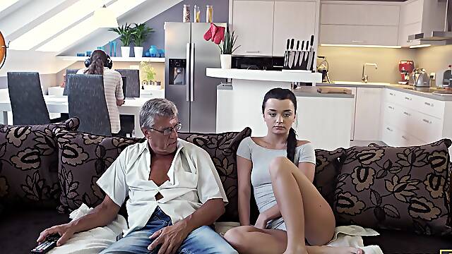 Older man with a stiff dick fucks hot brunette Erica Black