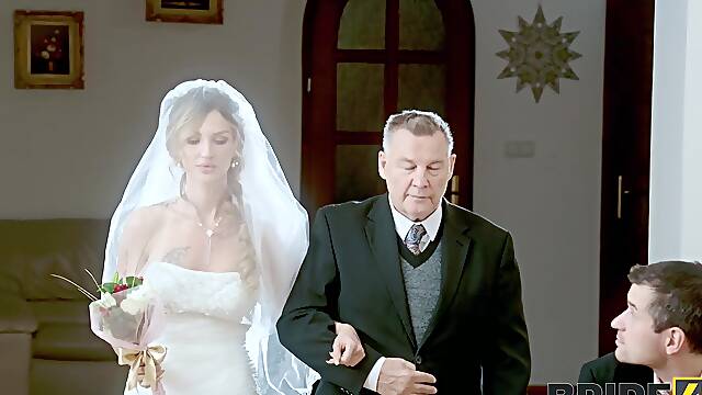 Newly wedded bride Olivia Sparkle gives head and gets fucked