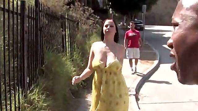 White bitch picked up outside and given a big black cock doggystyle till she finishes