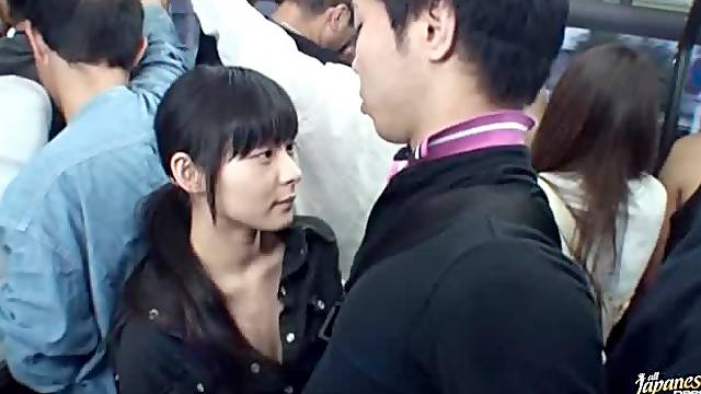 Naughty Teen AV Gal On The Bus Jerks Her Boyfriend Until He Cums