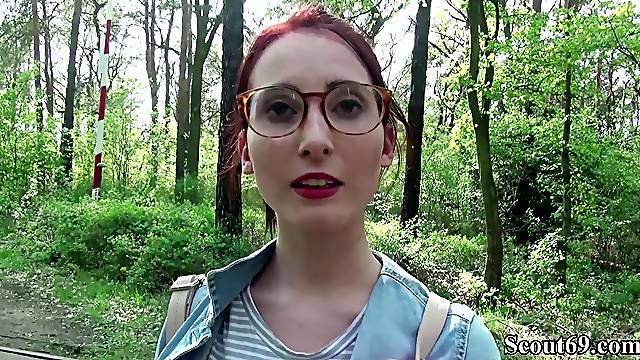 GERMAN SCOUT - REDHEAD SCHOOLGIRL LIA SEDUCE TO FUCK PUBLIC FOR MONEY - Lia louise