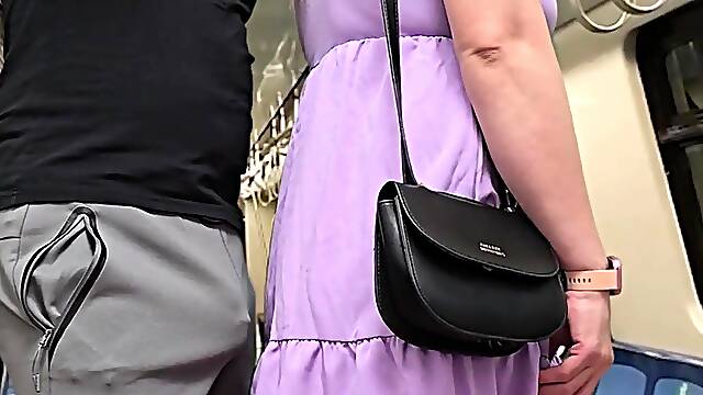 Watching how my wife is touched in public. This babe jack off stranger's erection on crowded subway