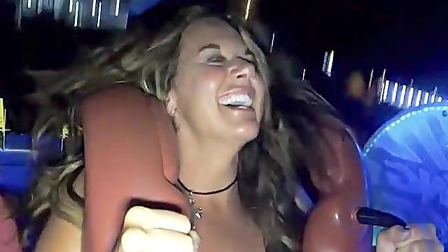 Monster cleavage on park ride