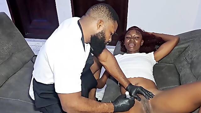 My Female Client Asked Me to Bang Her with My Large Dong After Drawing Tattoo on Her Butt and Snatch Area