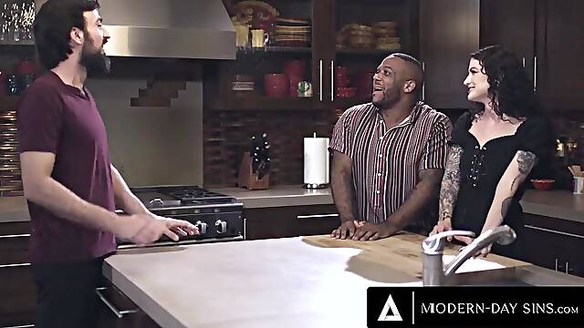 MODERN-DAY SINS - Interracial Swingers Convince Married Ally To Cheat In Bi Sexual Trio!