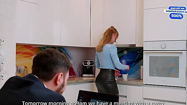 1st time on a business journey but Im already servicing my bosss rod, swallowing cum and banging