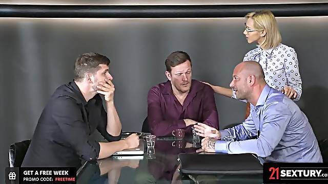 Tiny Secretary Gets Triple-Banged In Advance Of Booty Creampie