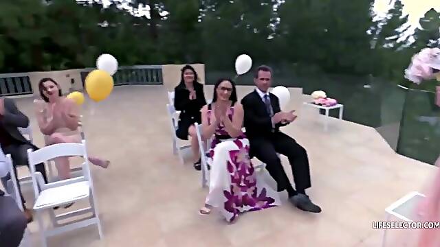 Sexually Excited bridesmaids are sharing a gracious stud with the bride right after the wedding ceremony