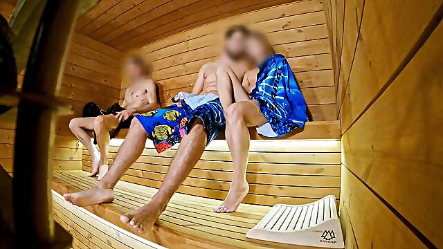 SAUNA ADVENTURE PT1: I showcase my rock hard manmeat to three people in the sauna