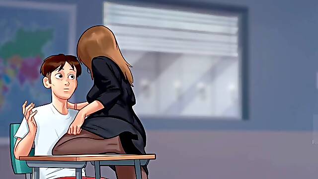 Miss bissette instructs Anon French kiss - summer time saga gameplay