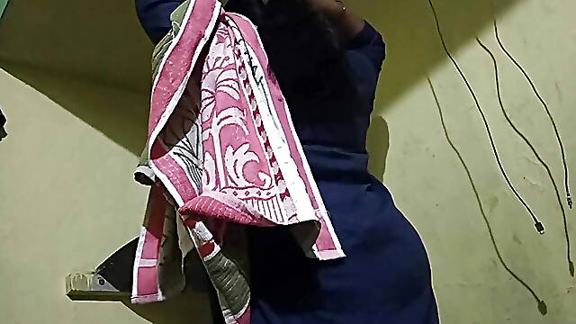 My Indian stepmom dress remove and saree wear my front side I see and record video 